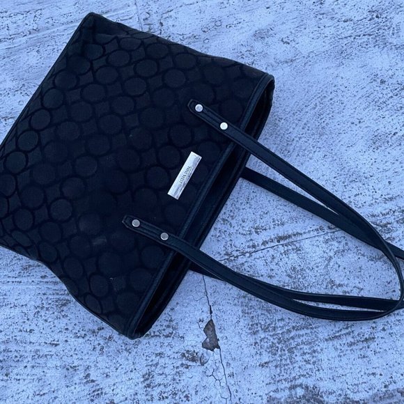 Nine West Women Hand Bag Black Canvas 9 Logo Shoulder Bag - Picture 5 of 10